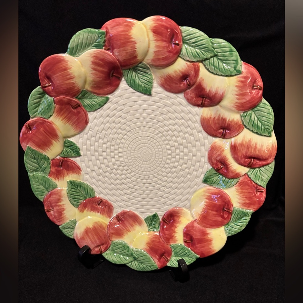 Colorful Apple and Leaf Decorative Plate by Fitz & Floyd
